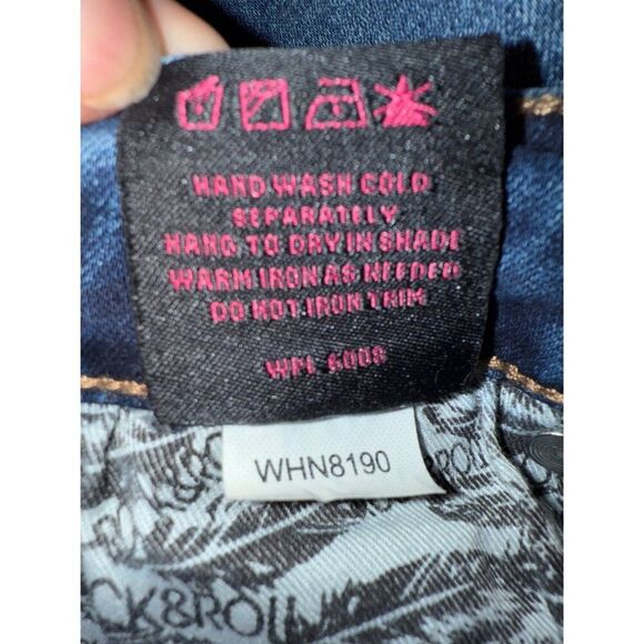 Rock & Roll High Rise Flare Jeans With Lace Up Back Size 28X34 - Picture 7 of 12